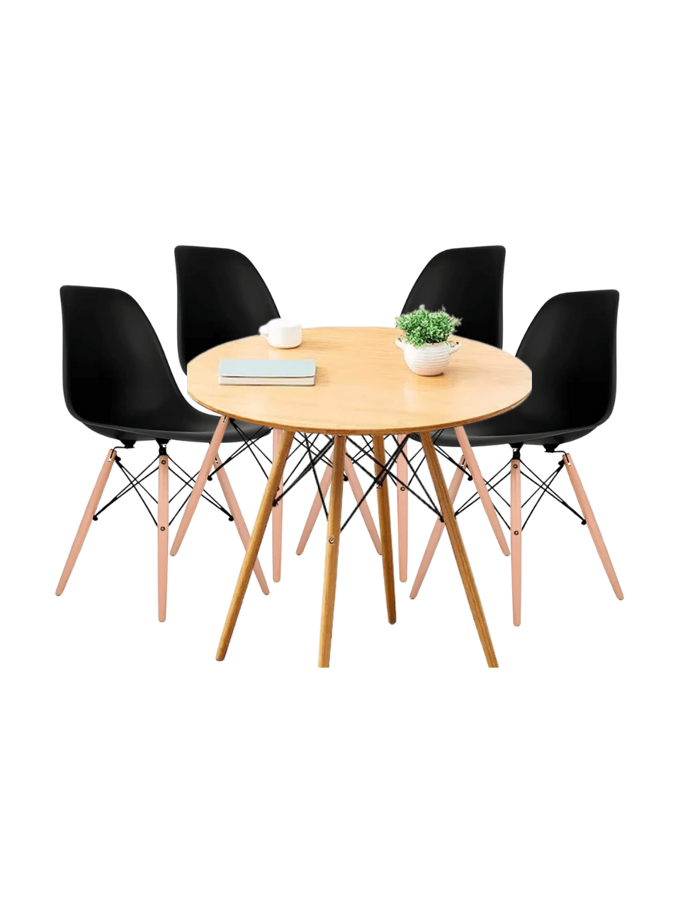 Juego de Comedor Eames Round Madera 4P