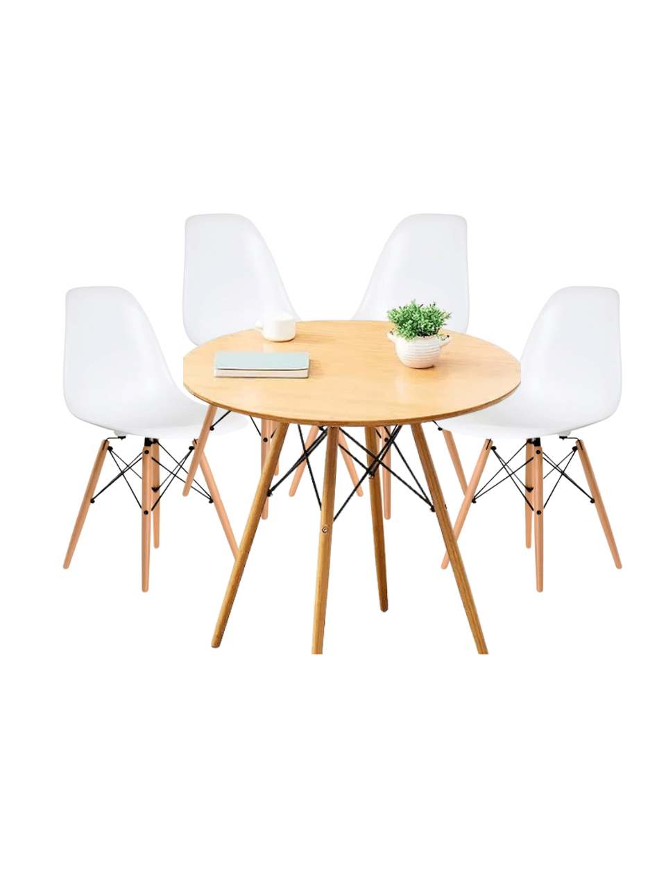 Juego de Comedor Eames Round Madera 4P