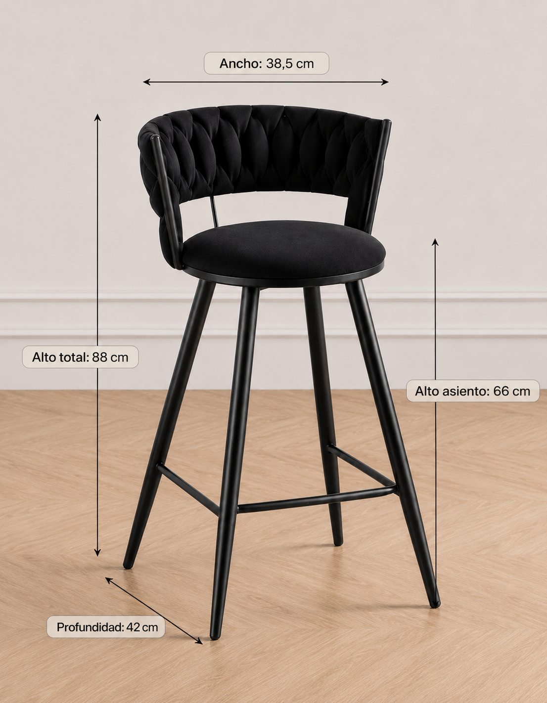 Taburete Queen Black 66 cm