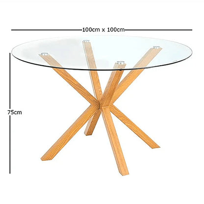 Comedor Redondo 4P Clinton Lino (pata simil madera)