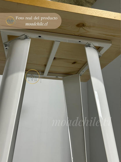 Mesa Bar Alta Tolix 60x60cm (madera clara)
