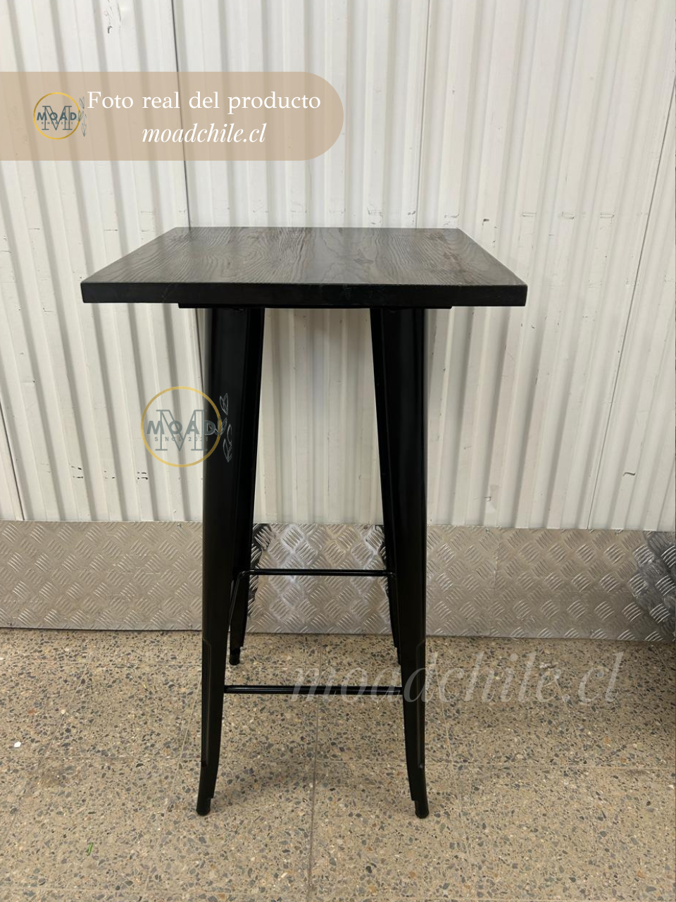Mesa de bar Tolix 60x60cm Madera Oscura