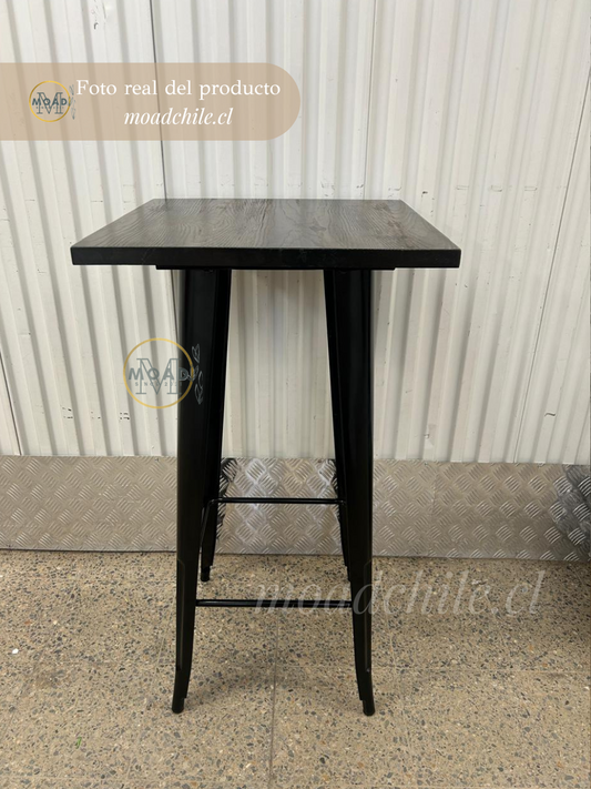 Mesa de bar Tolix 60x60cm Madera Oscura