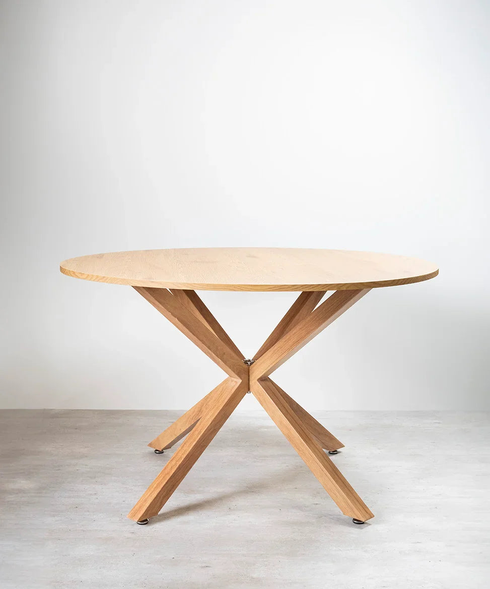 Mesa de Comedor Redonda Cross 120cm - Cubierta de Madera