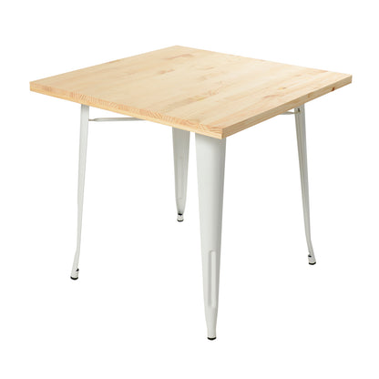 Mesa de comedor Tolix 80x80cm (madera clara)