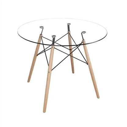 Mesa Eames Redonda Vidrio 80cm