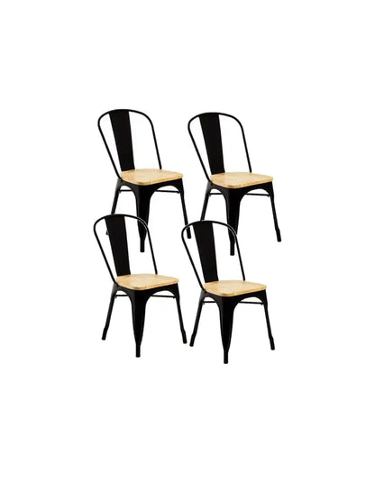 Pack x4 Silla Tolix Asiento Madera Clara