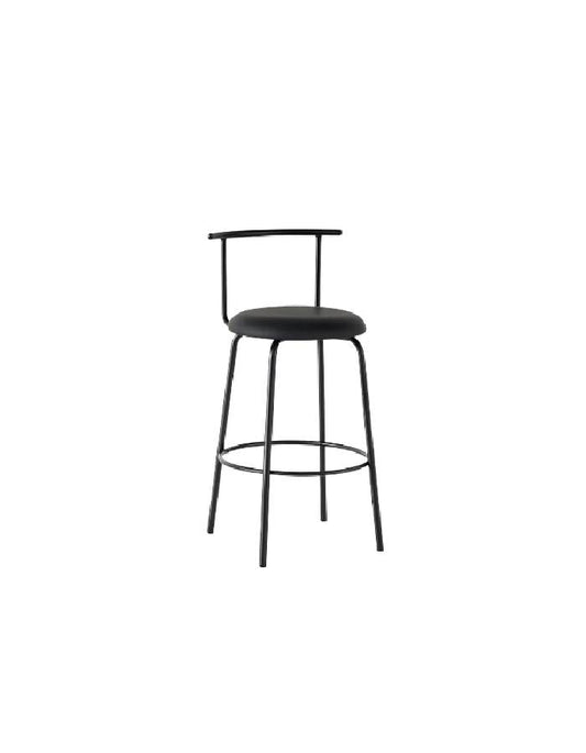 Taburete Alto Oslo Metal y Cuero Sintético - Negro