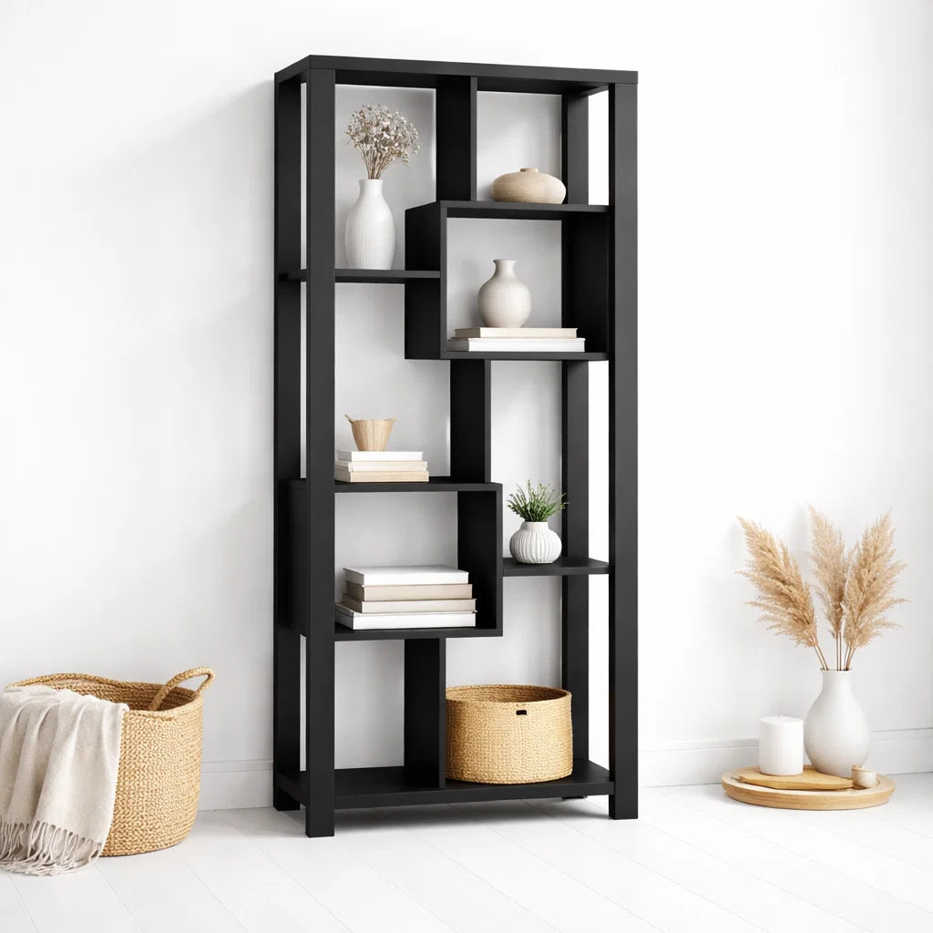 Estantería Prisma Noir Librero Geométrico Moderno - Negro