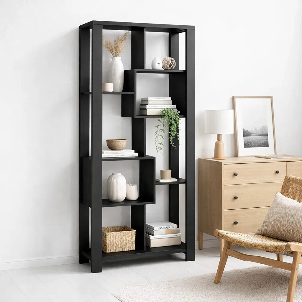 Estantería Prisma Noir Librero Geométrico Moderno - Negro