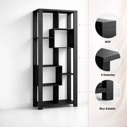Estantería Prisma Noir Librero Geométrico Moderno - Negro